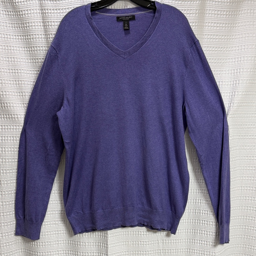 Banana Republic Silk/cashmere Women’s Purple V-Neck Sweater spring Tall Sz XLT